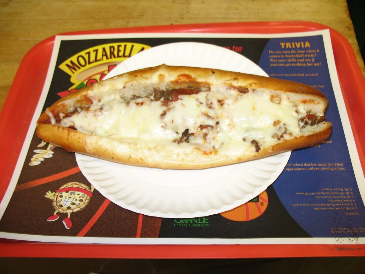 Philly cheesesteak sub with melted mozzarella at Las Vegas Pizza West Chester
